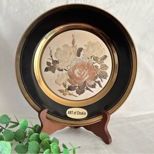 Art of Chokin • Vintage Rose Floral Center Collectors Plate